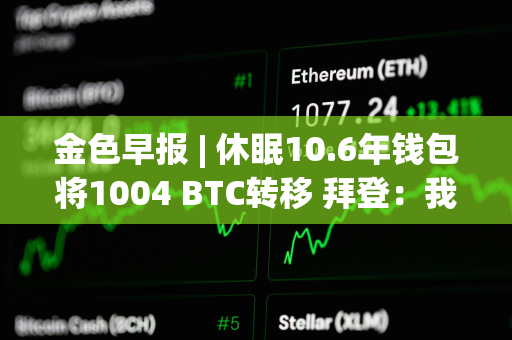 金色早报 | 休眠10.6年钱包将1004 BTC转移 拜登：我继续参加竞选