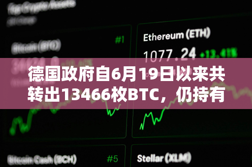 德国政府自6月19日以来共转出13466枚BTC，仍持有39826枚BTC