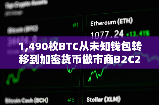 1,490枚BTC从未知钱包转移到加密货币做市商B2C2，价值87,184,175美元