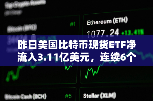 昨日美国比特币现货ETF净流入3.11亿美元，连续6个交易日净流入