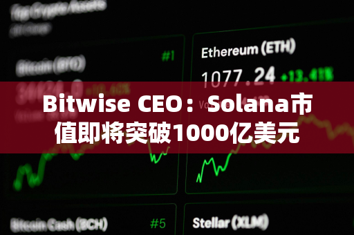 Bitwise CEO：Solana市值即将突破1000亿美元