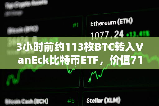 3小时前约113枚BTC转入VanEck比特币ETF，价值715万美元