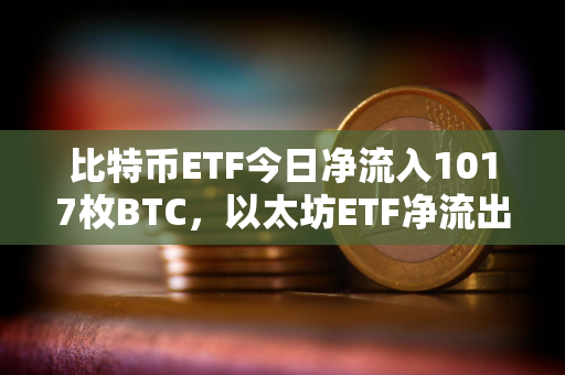 比特币ETF今日净流入1017枚BTC，以太坊ETF净流出146枚ETH