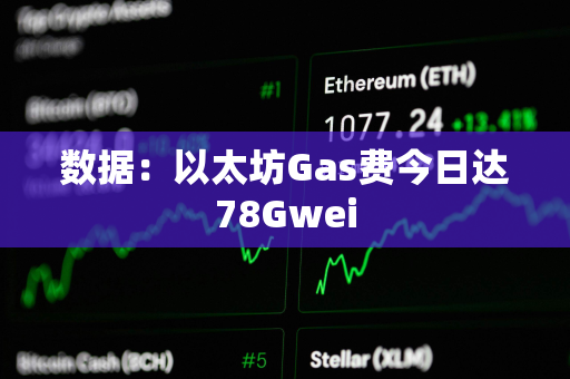 数据：以太坊Gas费今日达78Gwei