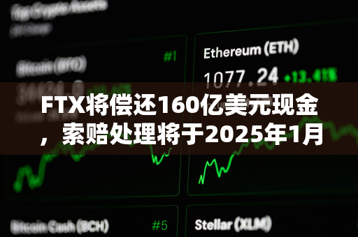 FTX将偿还160亿美元现金，索赔处理将于2025年1月3日开始