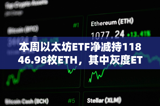 本周以太坊ETF净减持11846.98枚ETH，其中灰度ETHE减持15306.52枚ETH