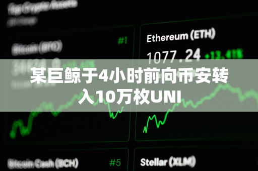 某巨鲸于4小时前向币安转入10万枚UNI