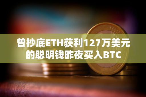 曾抄底ETH获利127万美元的聪明钱昨夜买入BTC