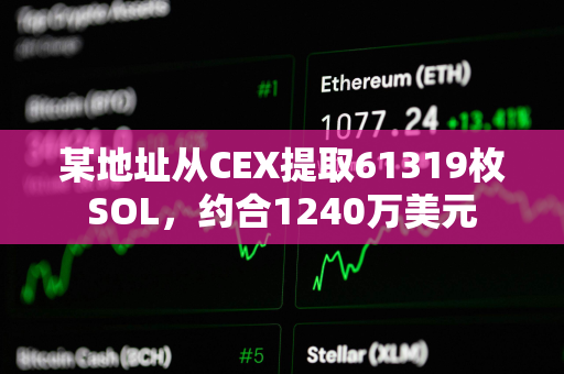 某地址从CEX提取61319枚SOL，约合1240万美元