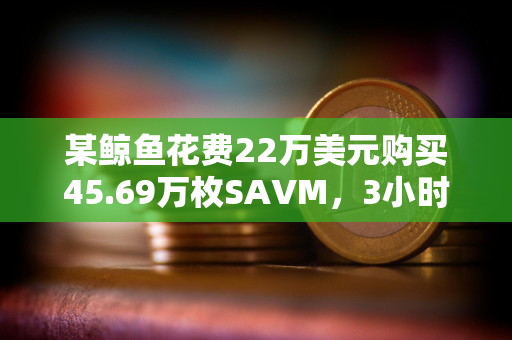 某鲸鱼花费22万美元购买45.69万枚SAVM，3小时内获利100万美元