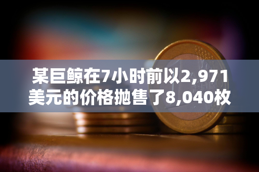 某巨鲸在7小时前以2,971美元的价格抛售了8,040枚ETH