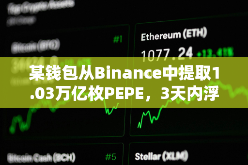 某钱包从Binance中提取1.03万亿枚PEPE，3天内浮盈134万美元